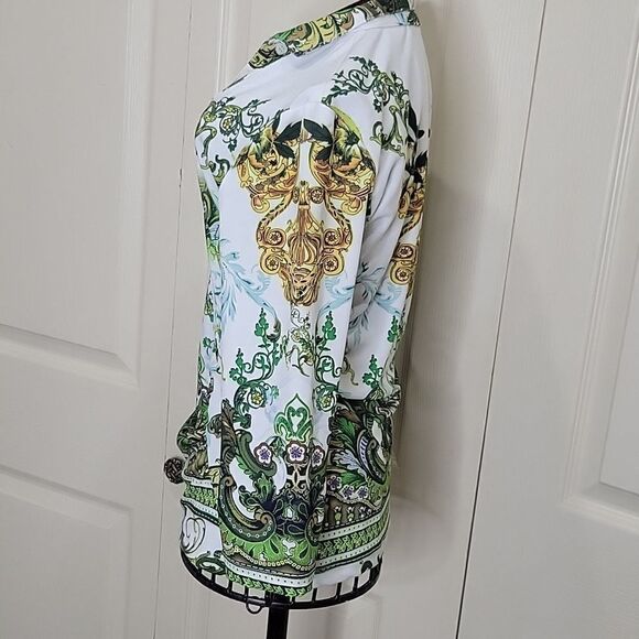 BOHO CHIC Ruched Blouse Size Medium - Picture 3 of 7